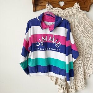 Vintage 90s Gimme International Striped Pullover Sweatshirt Size Medium